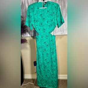 The Kooples Teal Floral Midi Dress